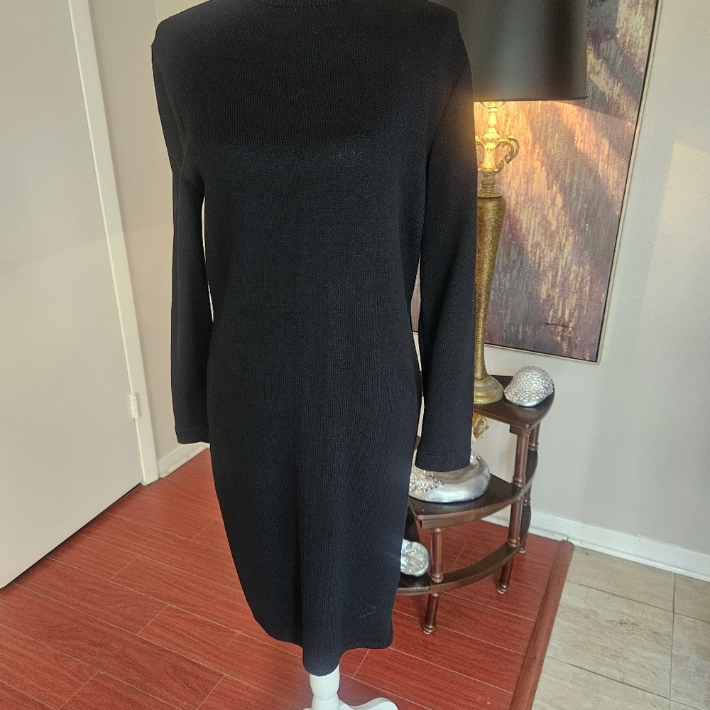 St. John Black Long Sleeve Dress #stjohn - Picture 3 of 8